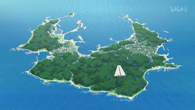 飛行船が着陸する無人島